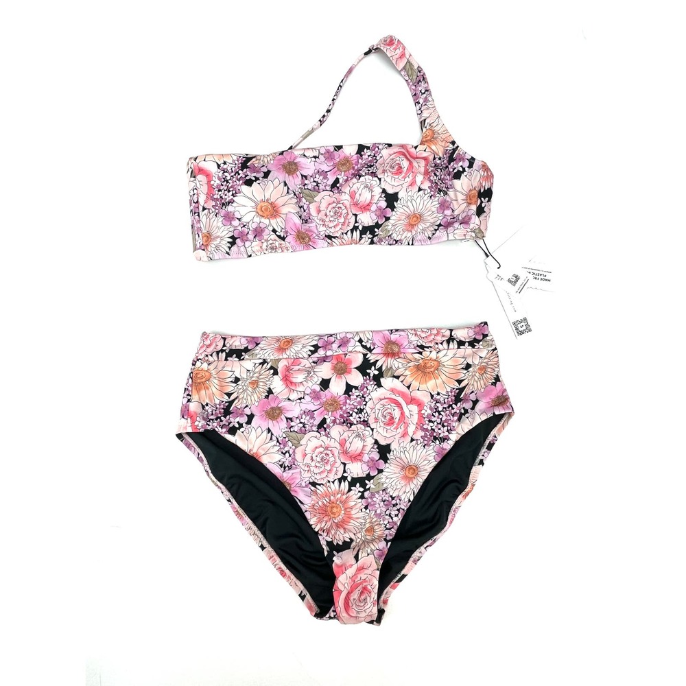 Sanctuary 2PC Set One Shoulder Swim Top High Rise Bikini Bottom NWT Large
